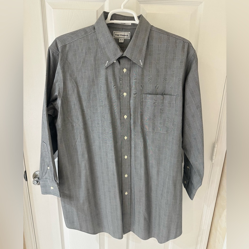 Paul Fredrick Gray Dress Shirt with Pointed Collar